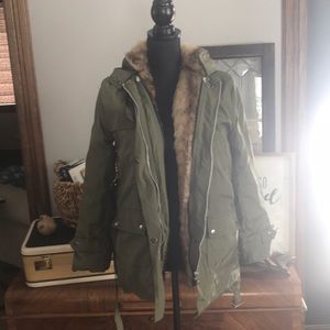 Fur lined winter coat